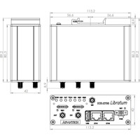 Zeichnung des IEC 62443-4-2 SL1 konformen ICR-2734WA01-S1 4G Router von Advantech