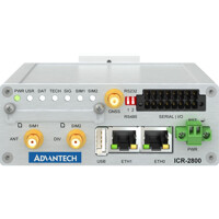 Vorderseite des ICR-2834GA01-S1 IEC 62443-4-2 SL1 konformen Mobilfunkrouter von Advantech