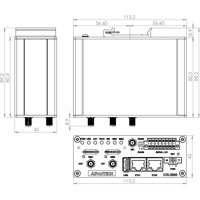 Zeichnung des ICR-2834GA01-S1 IEC 62443-4-2 SL1 konformen Mobilfunkrouter von Advantech