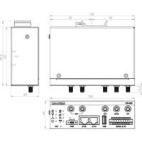 ICR-4233W LTE Cat.6 Mobilfunkrouter von Advantech Zeichnung mit DIN-Schienen Montagehalterung