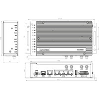Zeichnung des ICR-4461 Advantech industriellen 5G NR Routers mit einer Wandmontage Halterung