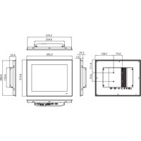 Zeichnung des PPC-315 EHL 15 Zoll Panel PC von Advantech