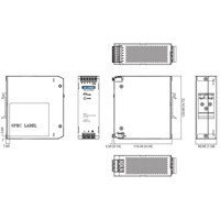 PSD-A120W Serie DIN Rail Netzteil mit AC zu DC, 100-240V, 120W und 12V, 24V oder 48V von Advantech Zeichnung