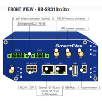 SmartFlex Global SR310XX3XX 4G LTE Mobilfunkrouter mit 2x 10/100 Mbps RJ45, 1x RS232 und 1x RS485/422 Anschlüssen von Advantech