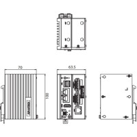 UNO-127 DIN-Schiene IPC mit dem UNO-127-RS1EA Erweiterungsmodul von Advantech Zeichnung