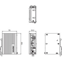 UNO-127 DIN-Schiene IPC mit einem Intel Atom x6413E Prozessor von Advantech Zeichnung