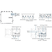 UNO-430 wasserfestes Outdoor Gateway mit RJ45, RS232 und RS422/485 Ports von Advantech Zeichnung mit Beschreibung