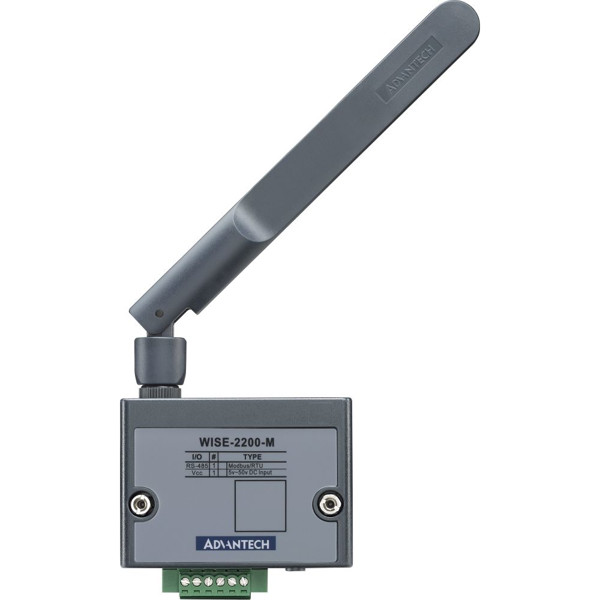 WISE-2200-M LoRaWAN I/O Modul mit einem RS-485 Anschluss und Modbus/RTU von Advantech mit Antenne