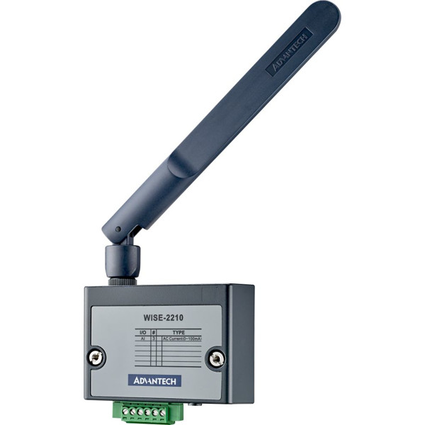 WISE-2210 kompakte IoT LPWAN Sensor Node mit 3x analoge Eingängen für Stormwandler von Advantech mit Antenne