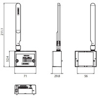 WISE-2210 kompakte IoT LPWAN Sensor Node mit 3x analoge Eingängen für Stormwandler von Advantech Zeichnung mit Antenne