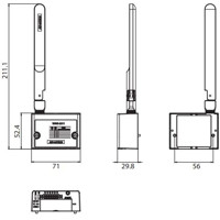 WISE-2211 drahtloses LPWAN Modul mit 3x analogen Eingängen von Advantech Zeichnung mit Antenne