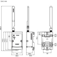 Zeichnung des drahtlosen WISE-4250 Wi-Fi IoT I/O Modul von Advantech