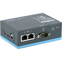 WISE-710 industrielle IoT Gateway mit 4x DI/DOs, 3x seriellen COM und 2x GbE Anschlüssen von Advantech liegend