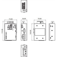 WISE-710 industrielle IoT Gateway mit 4x DI/DOs, 3x seriellen COM und 2x GbE Anschlüssen von Advantech Zeichnung