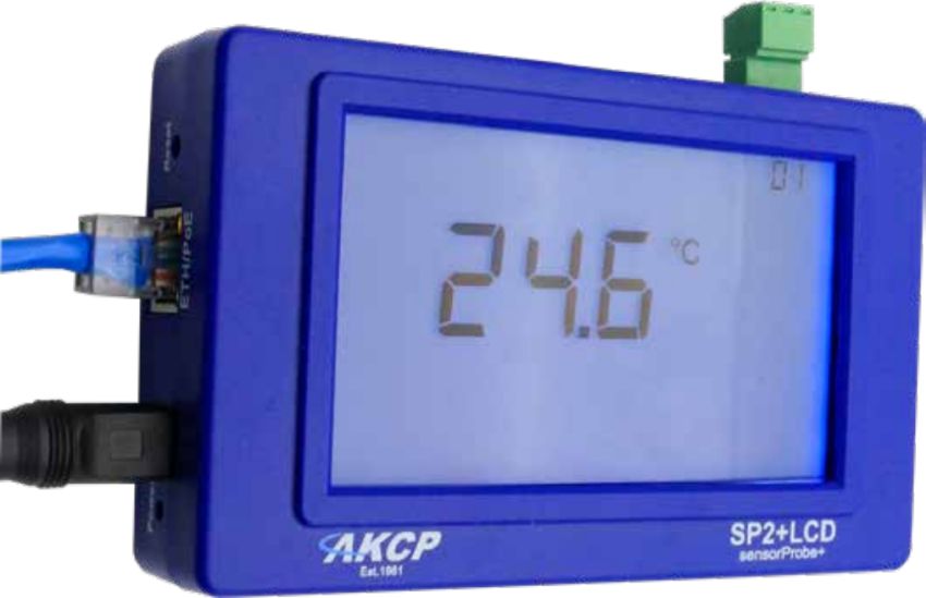 sensorProbe2+ LCD LCD Sensor Monitoring Lösung mit einem LCD Display von AKCP Stromversorgung