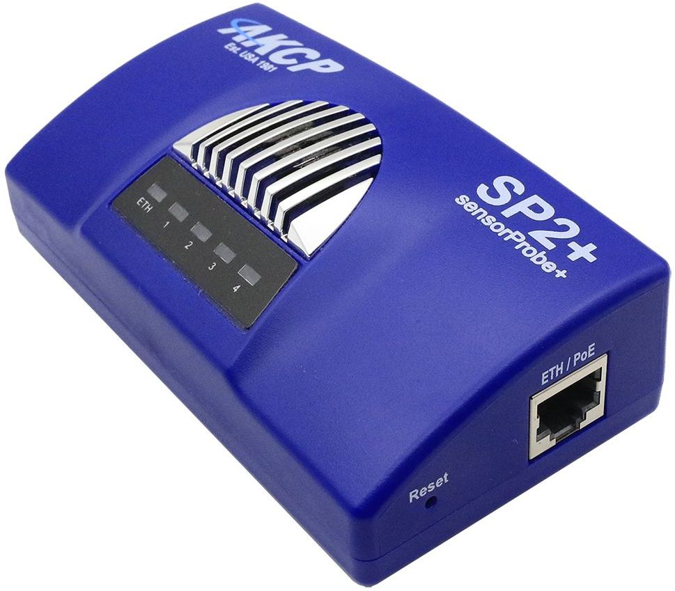 sensorProbe2+ Überwachungssystem für bis zu 4x Sensoren oder 20x Trockenkontakte von AKCP PoE