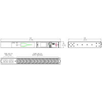 AP4421 automatischer Rack Transfer Switch mit 2x IEC 14 und 12x IEC13 von APC Zeichnung