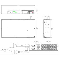 AP4424 Rack ATS mit 16x IEC 320 13 und 2x IEC 320 C19 Ausgängen von APC Zeichnung