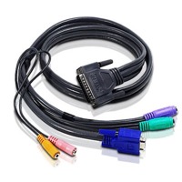 2L-1701S von Aten ist ein PS/2-KVM-Kabel mit 1,1m Länge und Audio auf DB-25 Port.