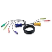 2L-5302P von Aten ist ein PS/2-KVM-Kabel mit 1,8m Länge, HDB-15 Port auf SPHD Port und Audioübertragung.