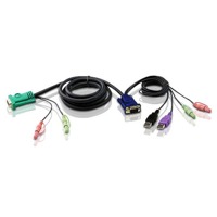 2L-5302UU von Aten ist ein USB-KVM-Kabel mit 1,8m Länge, Audio und HDB-15 Port auf SPHD Port.