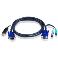 2L-5502UP von Aten ist ein 1,8m USB-KVM-Kabel mit HDB-15 und USB auf HDB-15 und PS/2 Konsolports. 