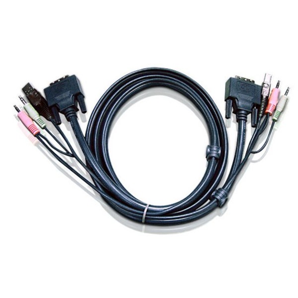2L-7D02UD von Aten ist ein 1,8m DVI-KVM-Kabel mit Audio & USB.