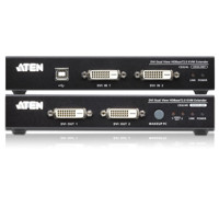 DVI Ein- und Ausgänge des CE624 USB, DVI und HDBaseT KVM Extenders von Aten.