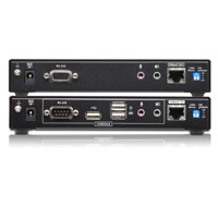 HDBaseT, USB und RS232 Ein- und Ausgänge des CE624 DVI & USB KVM Extenders von Aten.