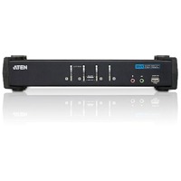 CS1764A von Aten ist ein 4 Port USB-KVM-Switch für DVI-Grafik und Tonübertragung mit integriertem USB-Hub.