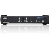 CS1784A von Aten ist ein 4 Port USB-KVM-Switch für DVI-Dual-Link Übertragung und Tonübertragung mit integriertem USB-Hub.