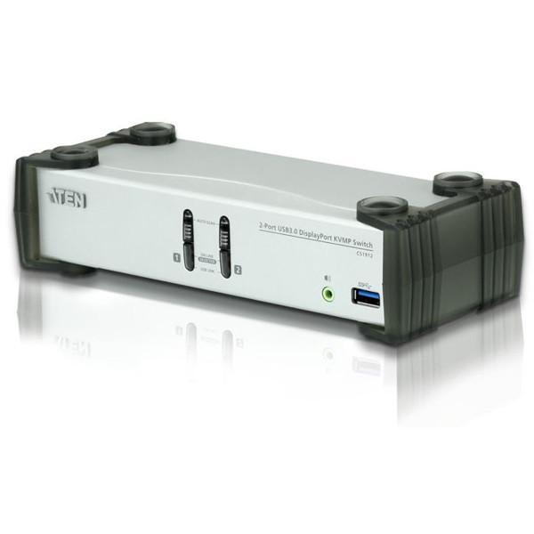CS1912 von Aten ist ein KVM-Switch mit 2 Ports zum Schalten von 4k DisplayPort, USB3.0 und Audio.