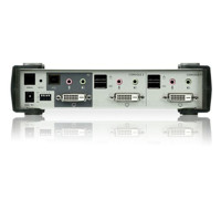 Rückseite mit den verschiedenen Anschlüssen des CS261 DVI, USB & Audio KVM Switches von Aten.