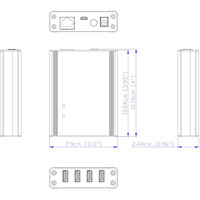 UCE32100R USB 2.0 Receiver mit 4x USB Typ A Anschlüssen von ATEN Zeichnung