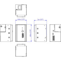 VE1901AEUT DisplayPort Transmitter mit einem HDBaseT Anschluss von Aten Zeichnung ohne EU-Wandplatte