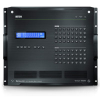 Vorderseite mit Anzeigen und Steuerung des VM3200 AV Matrix Switches von Aten.