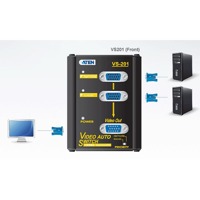 Diagramm zur Anwendung des VS201 VGA Grafik-Switches von Aten.
