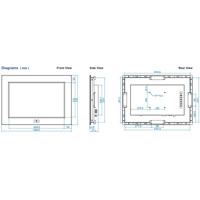 Abmessungen des AP-X17 17 Zoll Ultra High Resolution LCD Bildschirms von Austin Hughes.