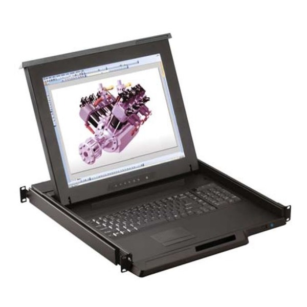 RKP11X-DC KVM Einbaukonsole mit 17/19 Zoll LCD Bildschirm und 8/16 Combo DB-15 Ports.