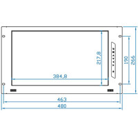 Abmessungen des RP-F617 17 Zoll 6U FullHD LCD Widescreen Bildschirm von Austin Hughes.