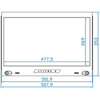 Abmessungen des RP-F821 21,5 Zoll 8U Einbaumonitors von Austin Hughes.