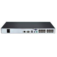 Rückseite des AV3016 digitalen 16 Port KVM Switches von Emerson Network Power (Avocent).