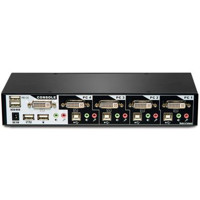 Rückseite des 4 Port SwitchView DVI Desktop KVM Switches von Emerson Network Power (Avocent).