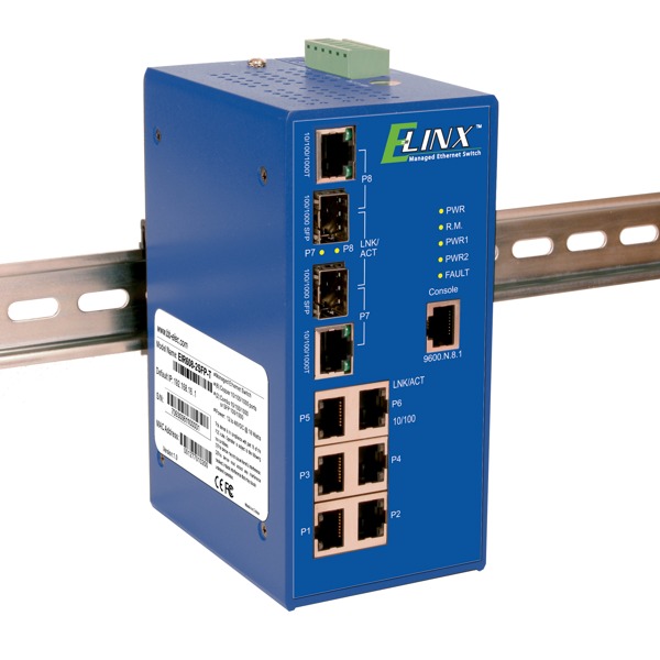 Der EIR608-2SFP von B+B SmartWorx ist ein Managed Switch.