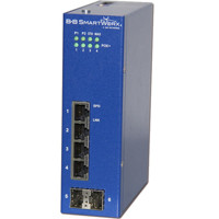 ESWGP206-2SFP-T unmanaged PoE Ethernet Switch von B+B SmartWorx mit 4x RJ-45 und 2x SFP Ports.