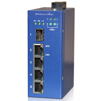 ESWP205-1SFP-T PoE+ Ethernet Switch mit SFP Glasfaser Port von B+B SmartWorx.