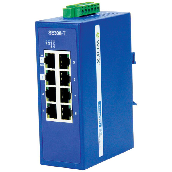 SE308-T Industrial Ethernet Switch mit 8 Ports und Monitoring Funktion von B+B SmartWorx.