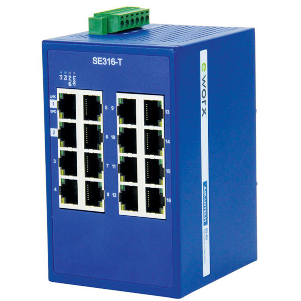 SE316-T - Advantech B+B SmartWorx Monitored Industrial Ethernet Switch 16 Port SE316-T Monitored Industrial Ethernet Switch von B+B SmartWorx mit 16 Ports.