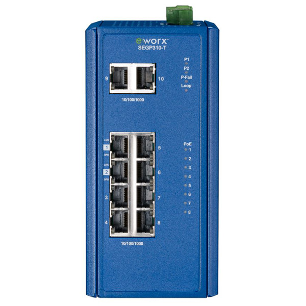 SEGP310-T Gigabit Industrie Switch mit 8 Ethernet- und 2 SFP Ports von B+B SmartWorx.