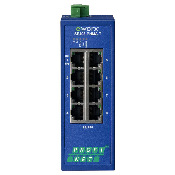 SE408-PNME-T - Advantech B+B SmartWorx 8 Port PROFINET Managed Ethernet Switch SE408-PNME-T Smart Managed Ethernet Switch von B+B SmartWorx mit PROFINET Unterstützung.